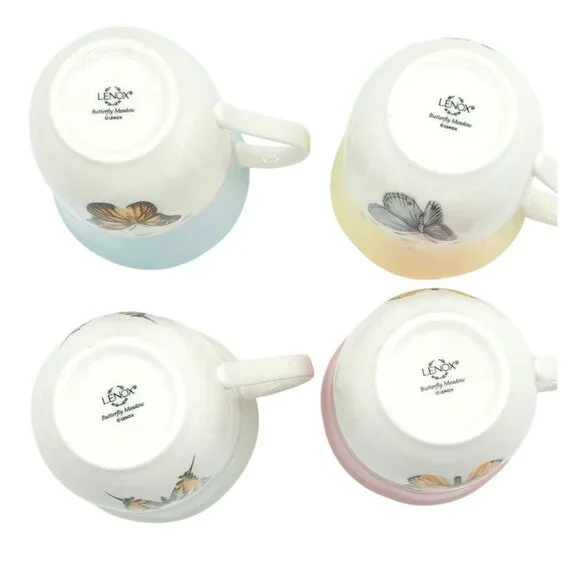 Set Of 4 Butterfly Meadow China Mugs By Lenox - Picture 3 of 8